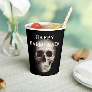 Black Scary Skull Adult Halloween Paper Cups