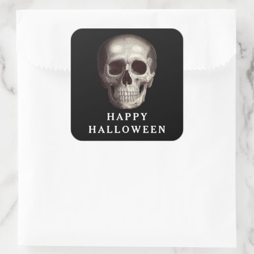 Black Scary Skull Adult Halloween  Square Sticker