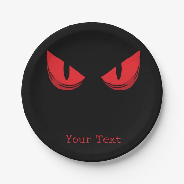 Black Scary Staring Red Eyes Paper Plate (Front)
