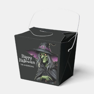 Black Scary Witch Happy Halloween Favor Boxes