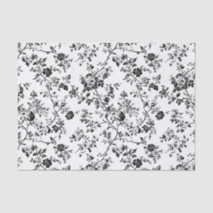 Black Scattered Botanical Toile Garden Party Tissu Tissue Paper