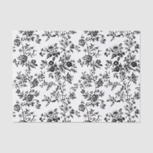 Black Scattered Chinoiserie Floral Garden Party Ti Tissue Paper