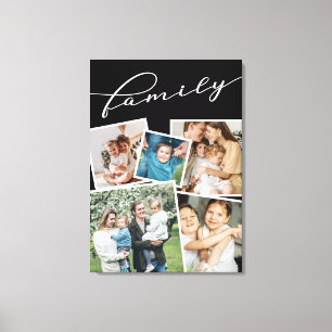 Black Scattered Photos Photo Collage Family Canvas Print