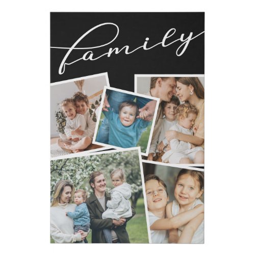 Black Scattered Photos Photo Collage Family Faux Canvas Print