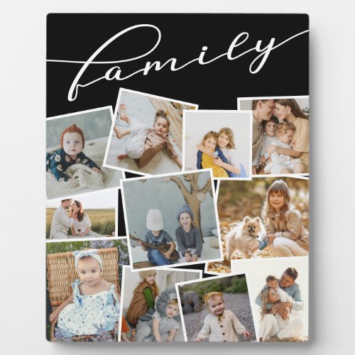 Black Scattered Photos Photo Collage Family Plaque