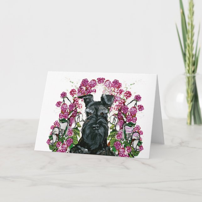 Black Schnauzer Bouquet Card (Front)