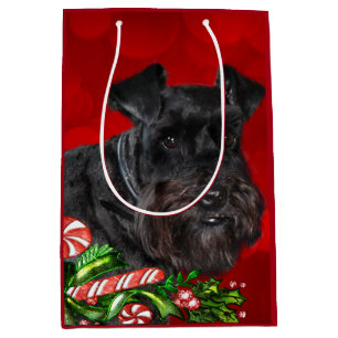 Black Schnauzer Christmas Medium Gift Bag