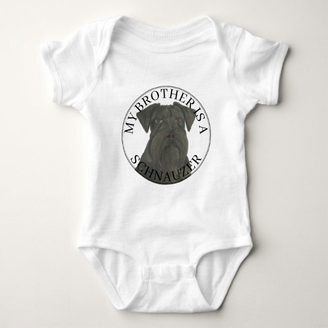 Black Schnauzer Dog Baby Bodysuit (Front)