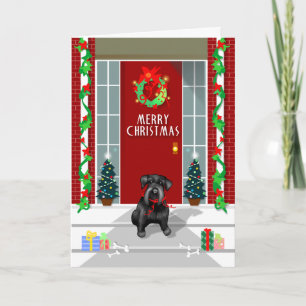 Black Schnauzer Dog Merry Christmas Holiday Card