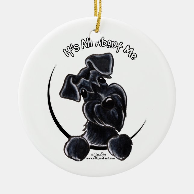 Black Schnauzer IAAM Personalized Ceramic Ornament (Front)