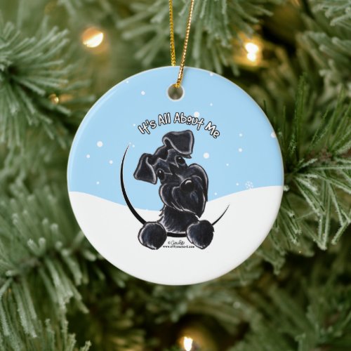 Black Schnauzer Its All About Me Christmas Ceramic Ornament