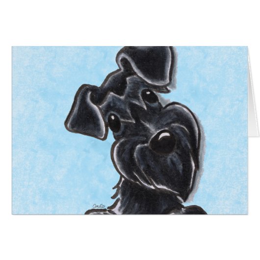 Black Schnauzer Natural Ears Custom Cards (Front Horizontal)