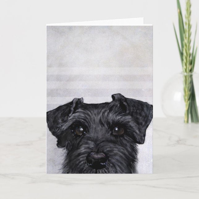 Black schnauzer original painting and design card (Front)