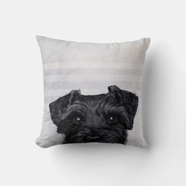 black schnauzer original painting print by Miart Throw Pillow (Front)
