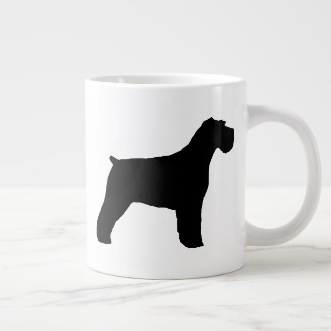 Black Schnauzer with Floppy Ears Dog Silhouettes Giant Coffee Mug (Right)