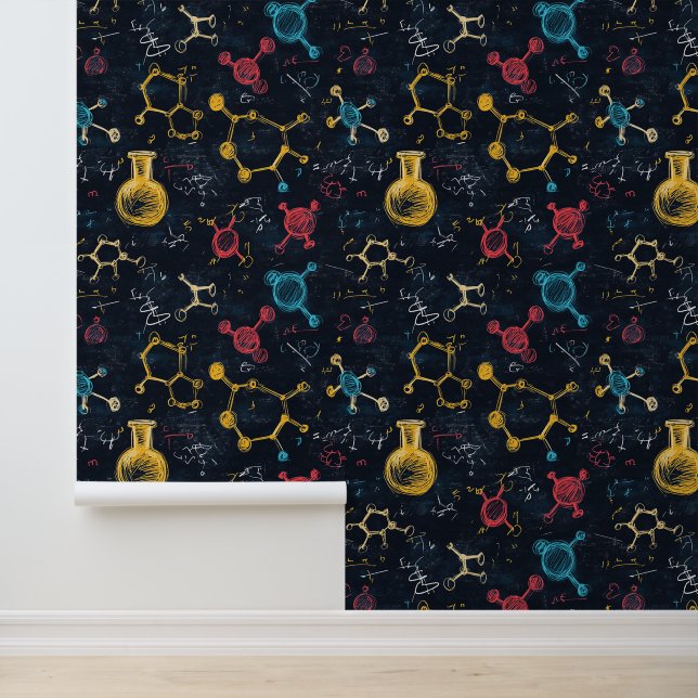 Black School Chalkboard Chemical Equations & Atoms Wallpaper (Application)