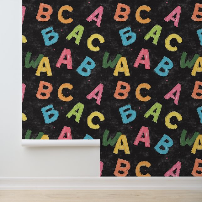 Black School Chalkboard Colorful Letter A B C  Wallpaper (Application)