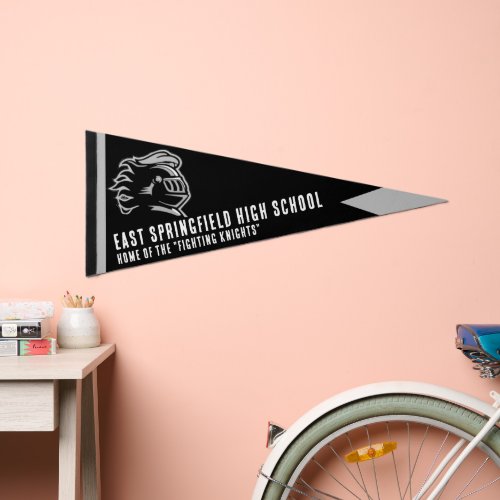 Black School Colors  High School Pennant Flag