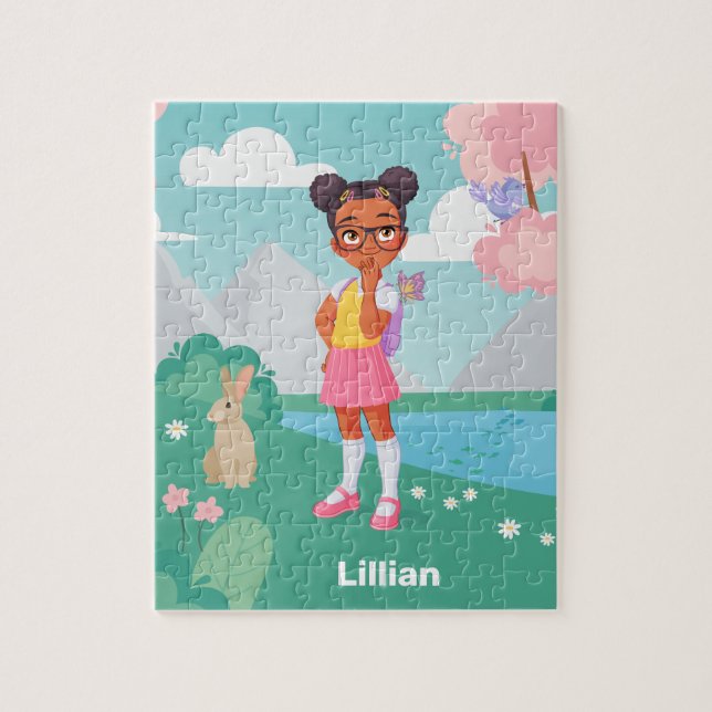 Black School Girl Personalized Jigsaw Puzzle (Vertical)