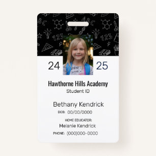 Black School Icons Homeschool Student ID Badge