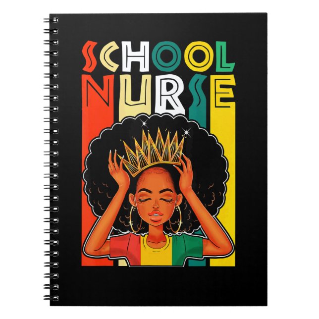 Black School Nurse Afro Love Melanin African Ameri Notebook (Front)