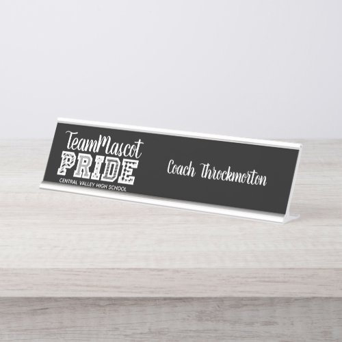 Black School Pride Mascot Name Desk Name Plate