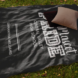 Black School Pride Mascot Name Fleece Blanket