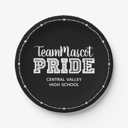 Black School Pride Mascot Name Paper Plates
