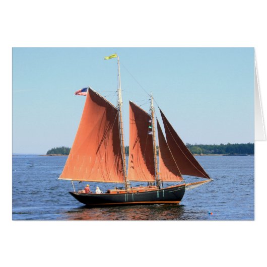 black schooner with red sails cards (Front Horizontal)