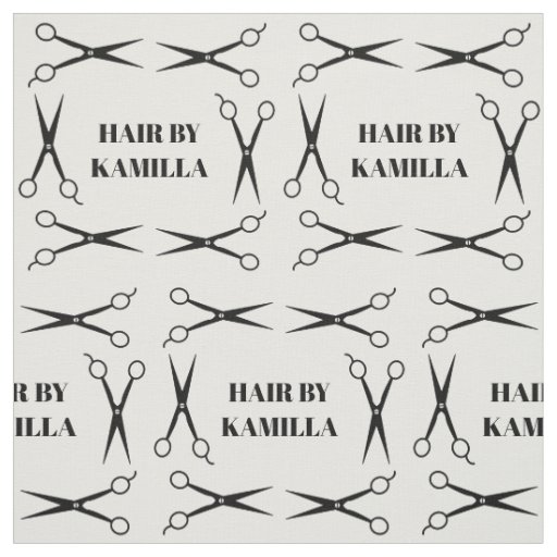 Black Scissor Frame Hair Stylist Add Name Fabric