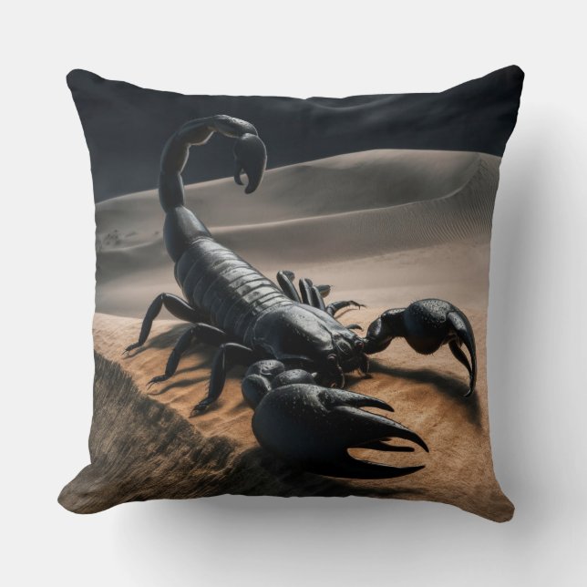 Black Scorpio Throw Pillow (Front)