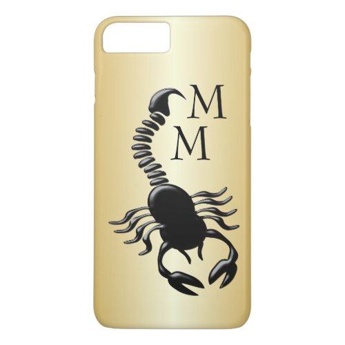 Black Scorpion Design Gold Colored Monogrammed iPhone 8 Plus7 Plus Case