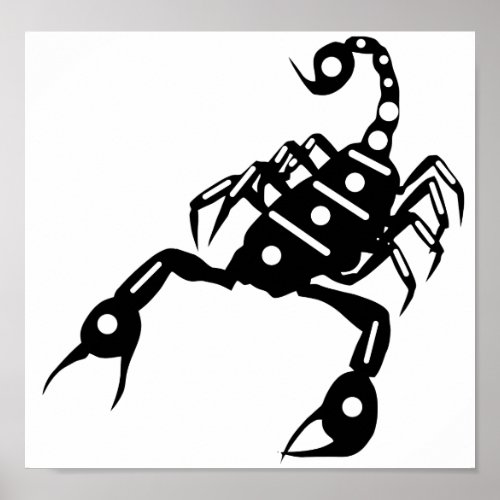 Black Scorpion Silhouette Bug Insect Art Poster