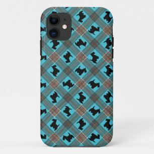 Black Scottie Dog Plaid Tartan iPhone 11 Case
