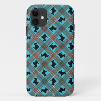 Black Scottie Dog Plaid Tartan iPhone 11 Case