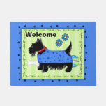 Black Scottie Dog Welcome Blue Green Custom Doormat at Zazzle