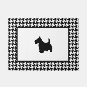 Black Scottie on Houndstooth Doormat