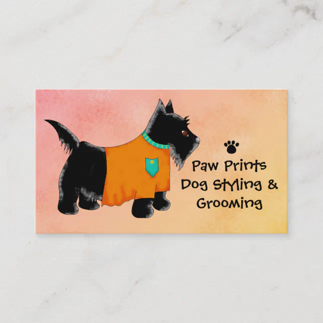 Black Scottie Terrier Dog Grooming Yellow Business Card Zazzle