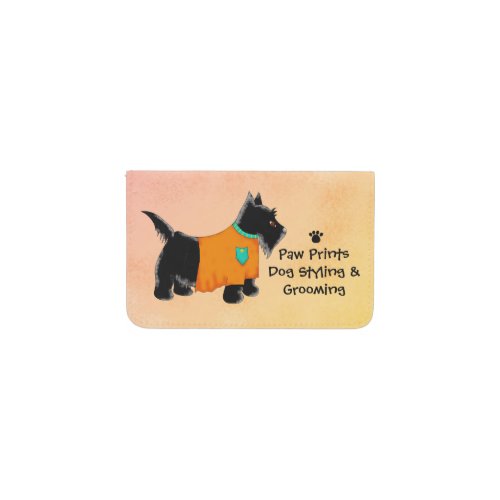 Black Scottie Terrier Dog Grooming Yellow Card Holder