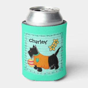 Black Scottie Terrier Dog Name Personalized Can Cooler