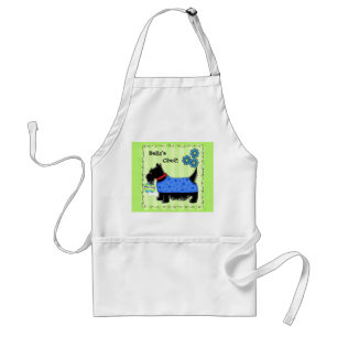 Black Scottie Terrier Dog Name Personalized Green Adult Apron