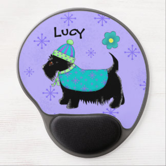 Black Scottie Terrier Dog Name Personalized Purple Gel Mouse Pad
