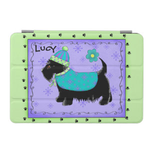 Black Scottie Terrier Dog Name Personalized Purple iPad Mini Cover