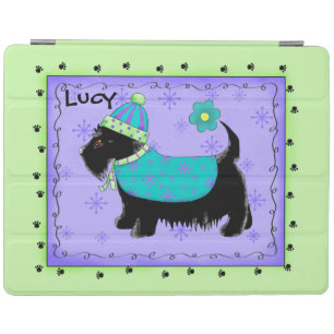 Black Scottie Terrier Dog Name Personalized Purple iPad Smart Cover