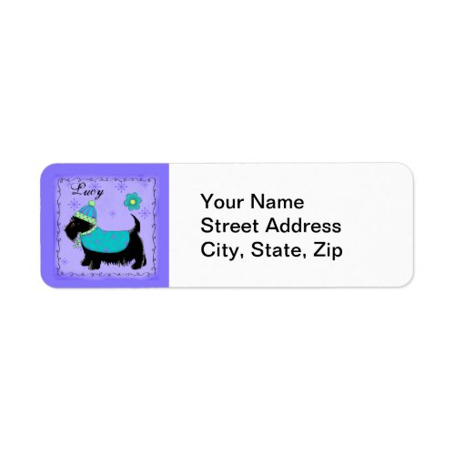 Black Scottie Terrier Dog Name Personalized Purple Label