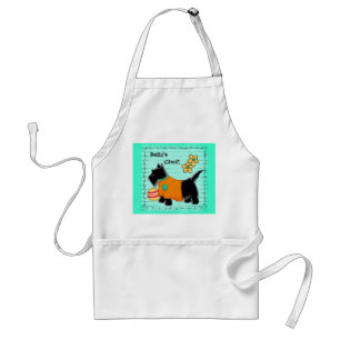 Black Scottie Terrier Dog Name Personalized Teal Adult Apron