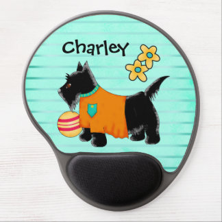Black Scottie Terrier Dog Name Personalized Teal Gel Mouse Pad