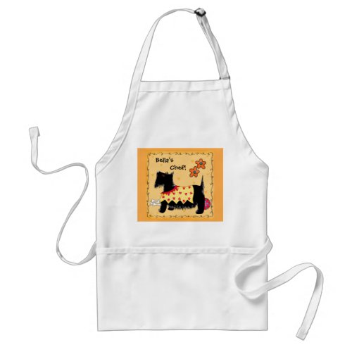 Black Scottie Terrier Dog Name Personalized Yellow Adult Apron