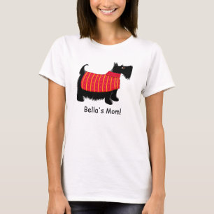 Black Scottie Terrier Dog Red Name Personalized T-Shirt