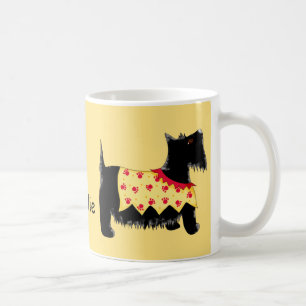 Black Scottie Terrier Dog Yellow Name Personalized Coffee Mug
